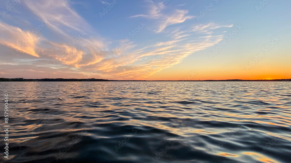 Colorful Cloudscape Sunset over Lake Mendota on the Boat Colorful Cloudscape Sunset over Lake Mendota on the Boat