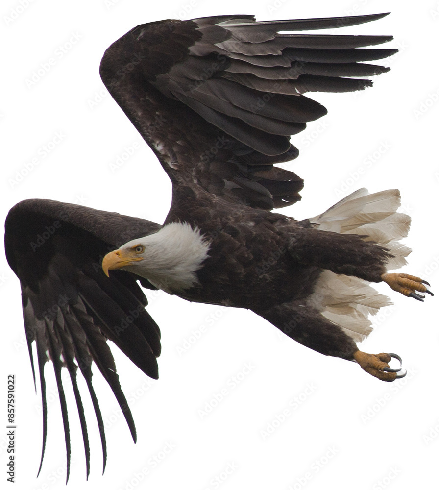 Naklejka premium American USA bald eagle flying, PNG, transparent background clip art 