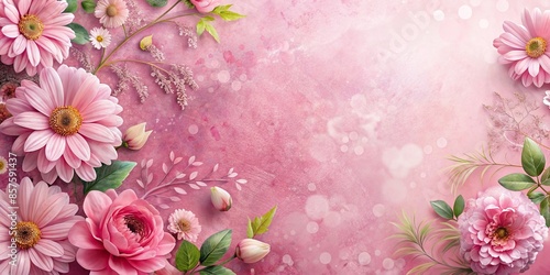 Floral textured elements on pink background with abstract nature , floral, textured, elements, pink, background, abstract