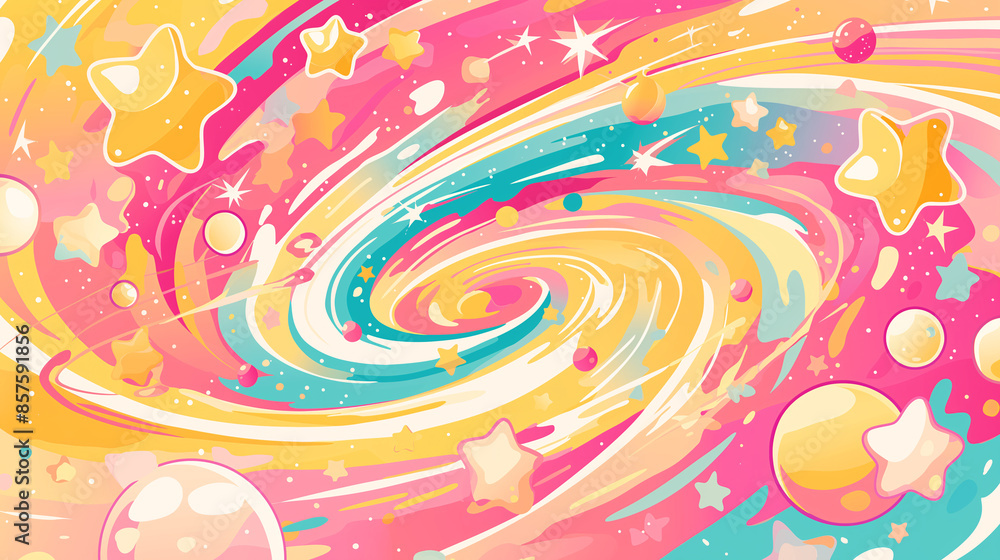 Obraz premium カラフルなインクが渦巻くポップで抽象的な背景