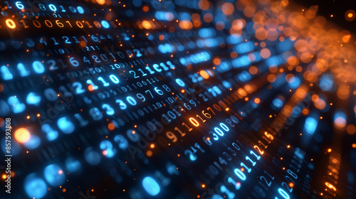 Wallpaper Mural Blue digital binary data on computer screen as wallpaper background illustration Torontodigital.ca