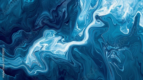 Abstract blue paint background with liquid texture, art concept.