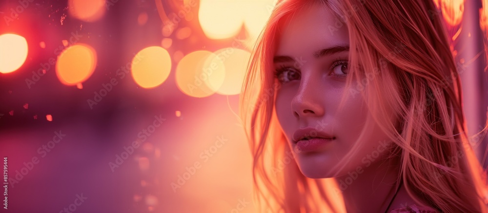 A woman with long blonde hair is staring at the camera. The image has a warm, glowing tone and a sense of intimacy A woman with long blonde hair is staring at the camera. The image has a warm, glowing tone and a sense of intimacy