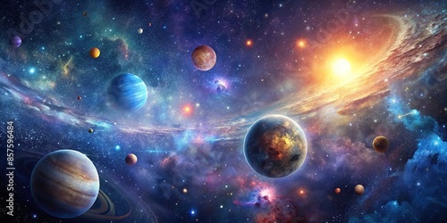 capturing the intricate beauty and vastness of the universe, cosmic, exploration, galaxies, stars, planets