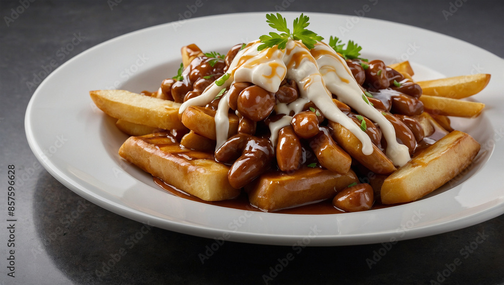 Image Poutine, Canadian traditional food, 4K quality Image Poutine, Canadian traditional food, 4K quality