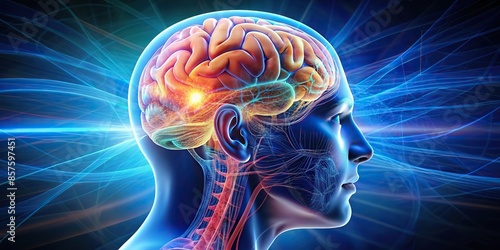 Close-up of human brain inside the head , anatomy, medical, neuroscience, cognition, intelligence, biology, body, psychology, mind