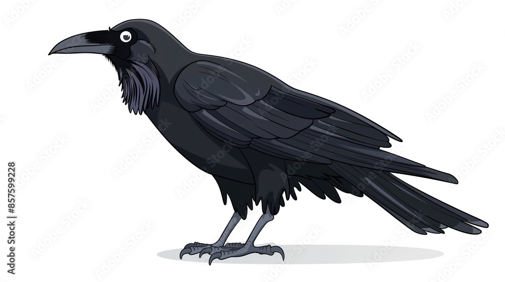 Fototapeta premium Wild Fauna in Monochrome: The Crow Standing Amidst Black Feathered Birds