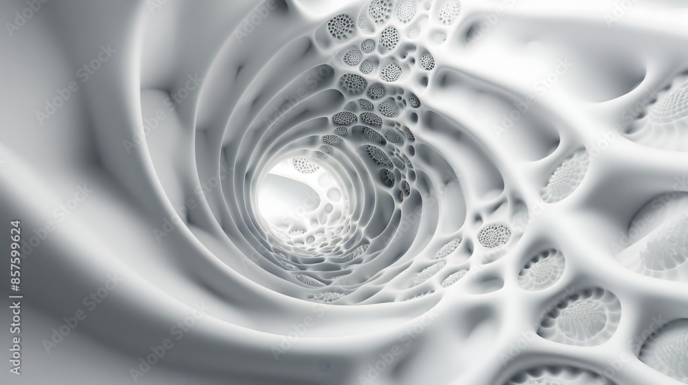 4. Produce an artistic representation of a spiral tunnel with intricate patterns and fluid motion, crafted to generate a serene and expansive white background image. 4. Produce an artistic representation of a spiral tunnel with intricate patterns and fluid motion, crafted to generate a serene and expansive white background image.