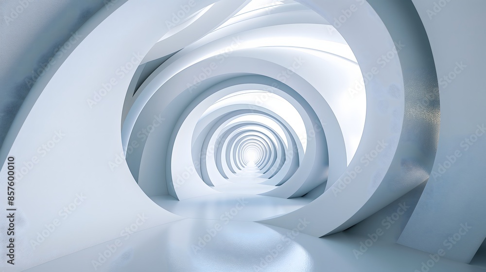 3. Design a futuristic spiral tunnel concept with dynamic twists and turns, tailored to produce a minimalist white background image that inspires curiosity. 3. Design a futuristic spiral tunnel concept with dynamic twists and turns, tailored to produce a minimalist white background image that inspires curiosity.