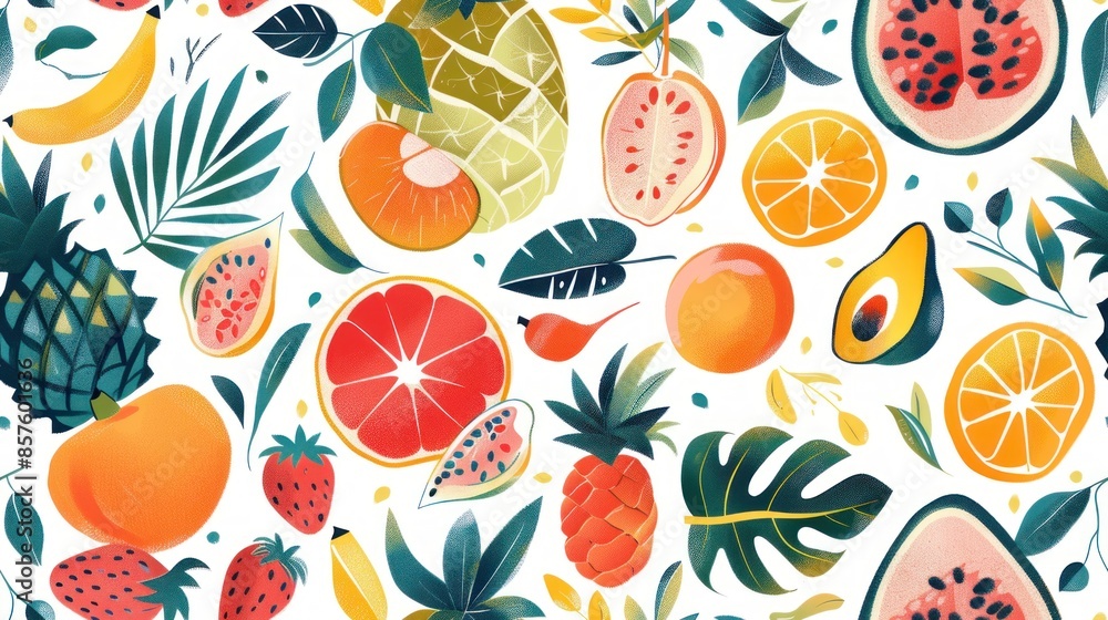 Tropical Fruit Delight: A Vibrant Illustration Tropical Fruit Delight: A Vibrant Illustration