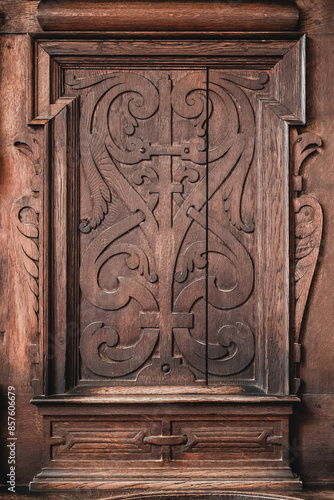 wooden door medieval ornament