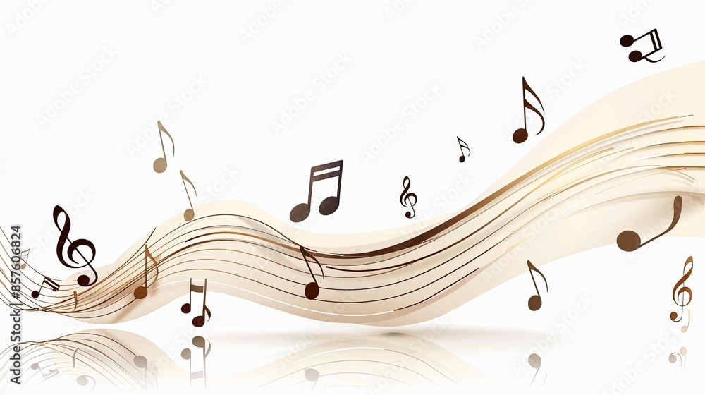 Featuring a wavy line of musical notes appearing to dance across a ...