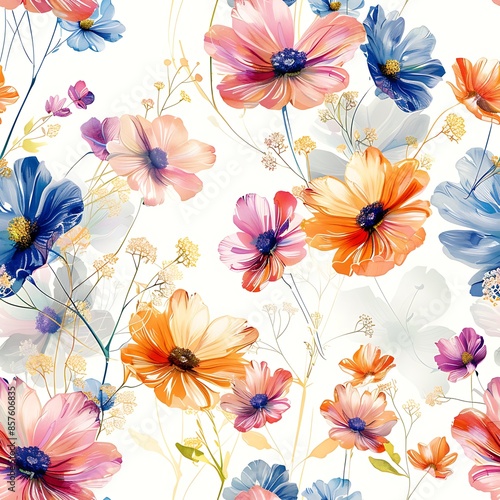 Seamless Pattern Background with Flowers - Floral Wallpaper