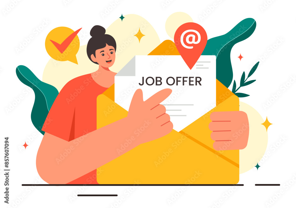 Job Offer Vector Illustration featuring a Businessman, Recruitment Search, Career Start, and Company Vacancy in a Flat Style Cartoon Background Job Offer Vector Illustration featuring a Businessman, Recruitment Search, Career Start, and Company Vacancy in a Flat Style Cartoon Background