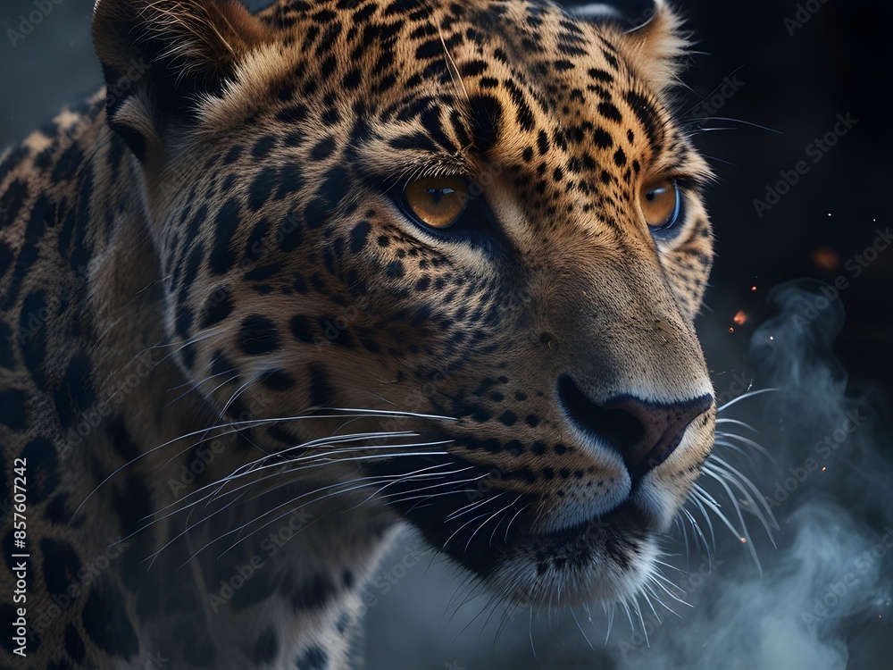 Ethereal Majesty Cinematic Portrait of a Fierce Leopard Ethereal Majesty Cinematic Portrait of a Fierce Leopard