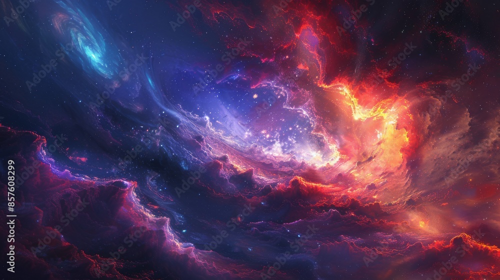 Cosmic Nebula with Vivid Hues Cosmic Nebula with Vivid Hues
