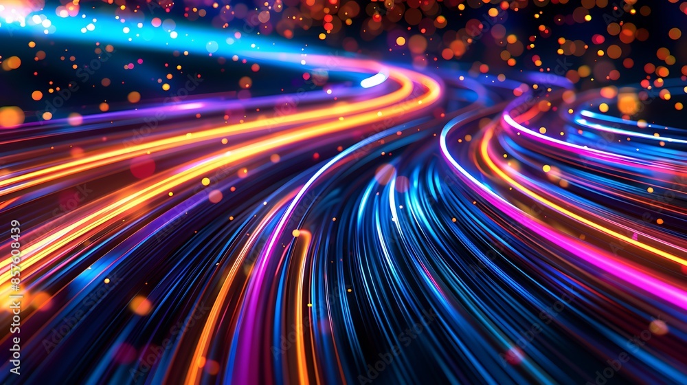 Abstract Light Trails with Glowing Bokeh Abstract Light Trails with Glowing Bokeh