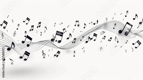 An elegant, minimalistic image showcasing black musical notes on a pristine white background, emphasizing the simplicity and universal beauty of musical expression. photo