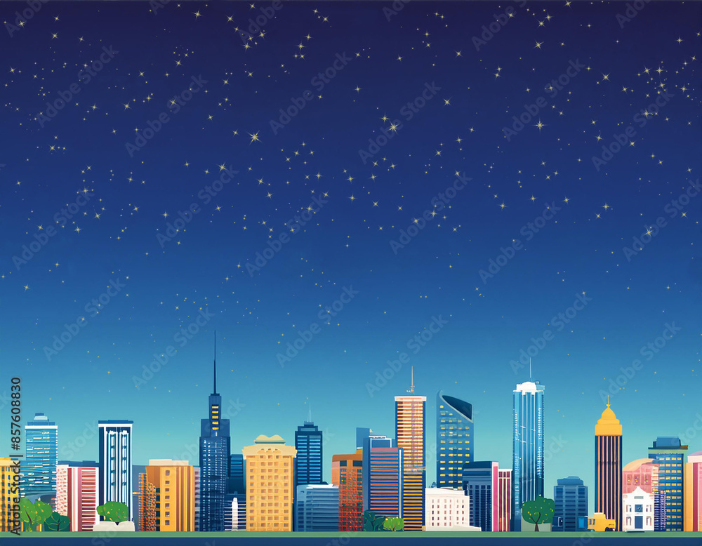 Fototapeta premium Star-filled sky above the city at night