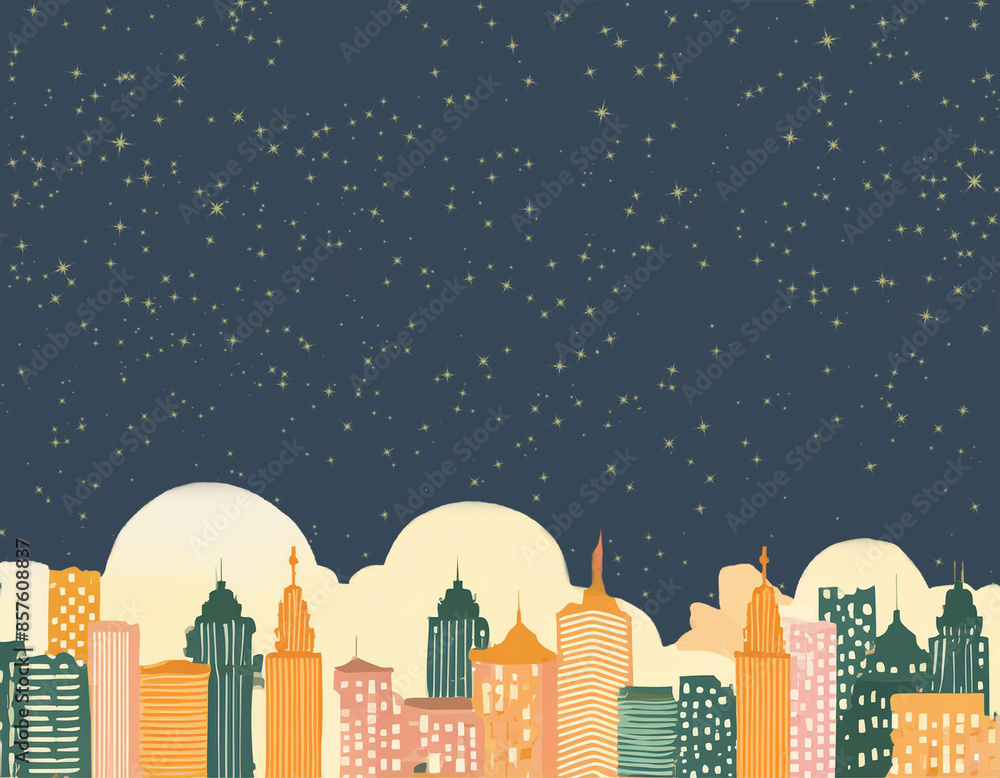 Fototapeta premium Star-filled sky above the city at night