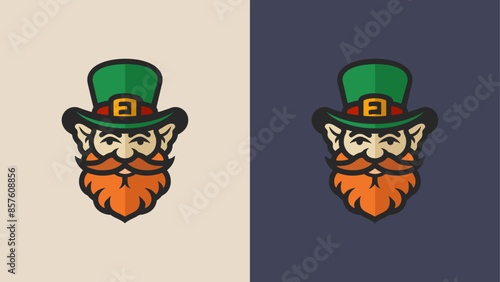 happy leprechaun logo symbol mascot in multi-color vector format
