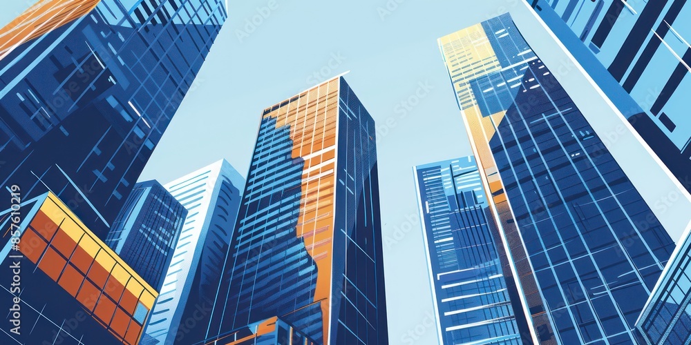 Naklejka premium Business building skyscraper city background