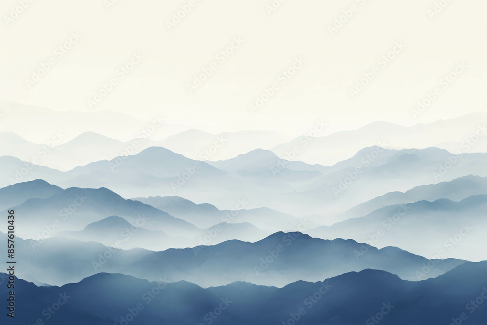 Watercolor Painting of Misty Blue Mountain Ranges Stretching into the Horizon Watercolor Painting of Misty Blue Mountain Ranges Stretching into the Horizon