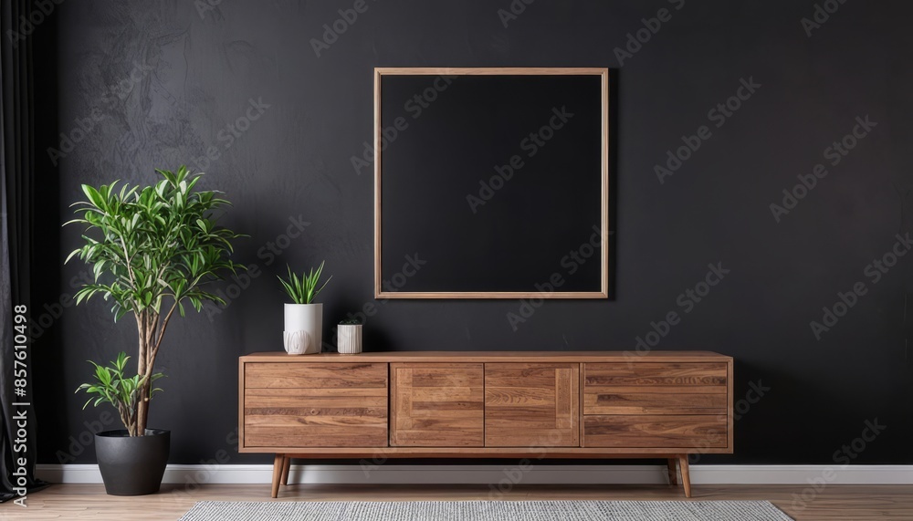 Wall art mockups. Frames for art on a black wall. Gallery in dark colors. Wall art mockups. Frames for art on a black wall. Gallery in dark colors.