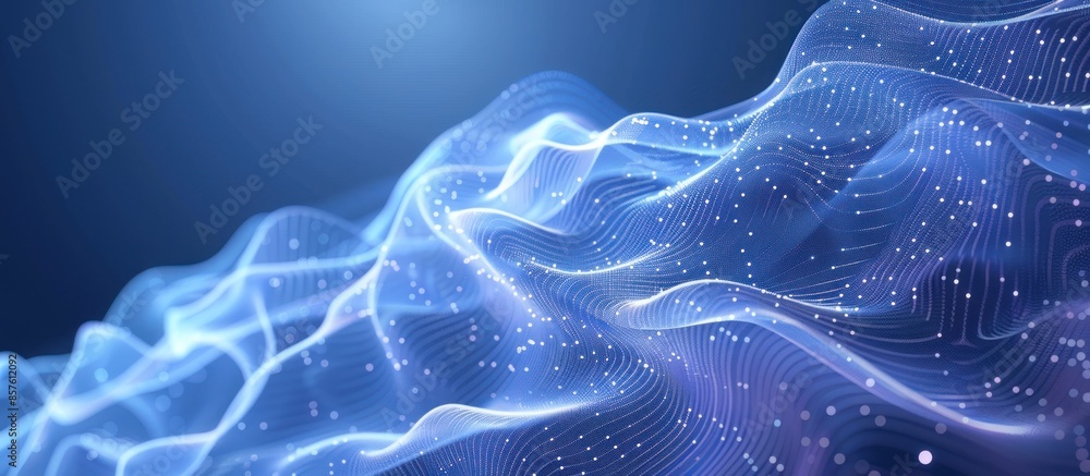 Abstract Blue Wave with Glowing Particles Abstract Blue Wave with Glowing Particles