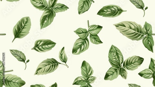 Green Basil Leaf Pattern