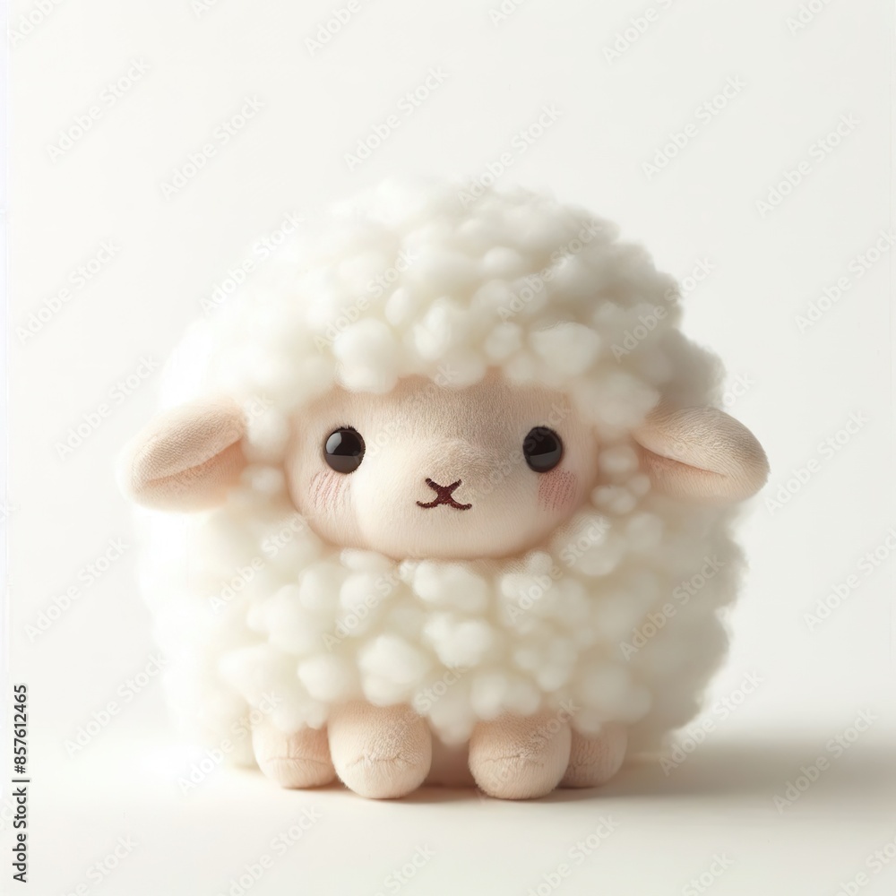 a fur plush stuffed cute sheep, white background a fur plush stuffed cute sheep, white background
