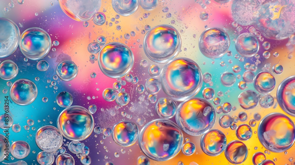 2. Create a stunning visual of iridescent oil bubbles on water, highlighting vibrant colors and shimmering textures. Produce an elegant white background image that captures the essence of fluid 2. Create a stunning visual of iridescent oil bubbles on water, highlighting vibrant colors and shimmering textures. Produce an elegant white background image that captures the essence of fluid
