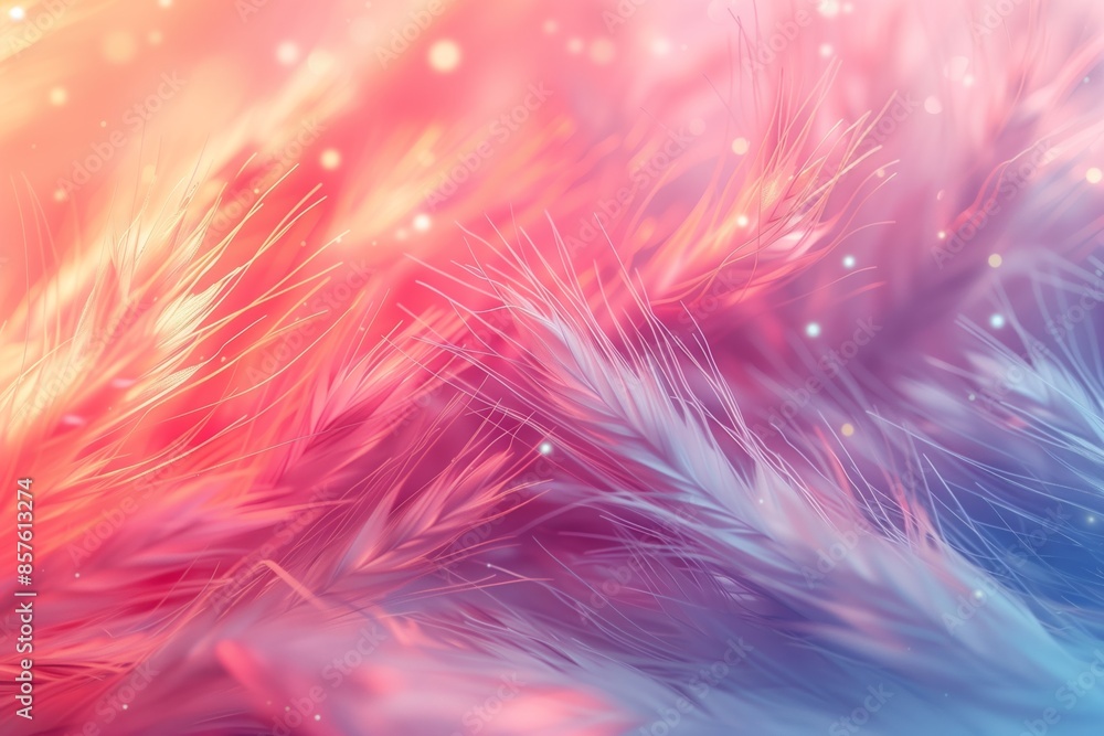 Close-Up of White Feathers With Soft Pink and Blue Lighting Close-Up of White Feathers With Soft Pink and Blue Lighting