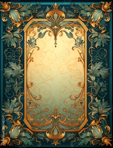 A vertical rectangular Art Nouveau frame with an empty center for text photo