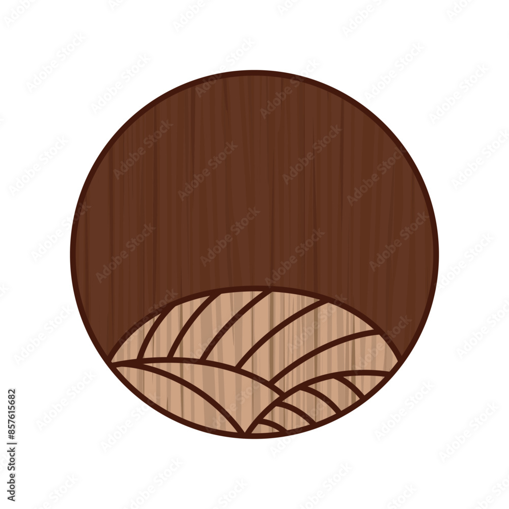 Fototapeta premium 木彫り風円形シンプル花札 葉月 芒 8月 芒のカス