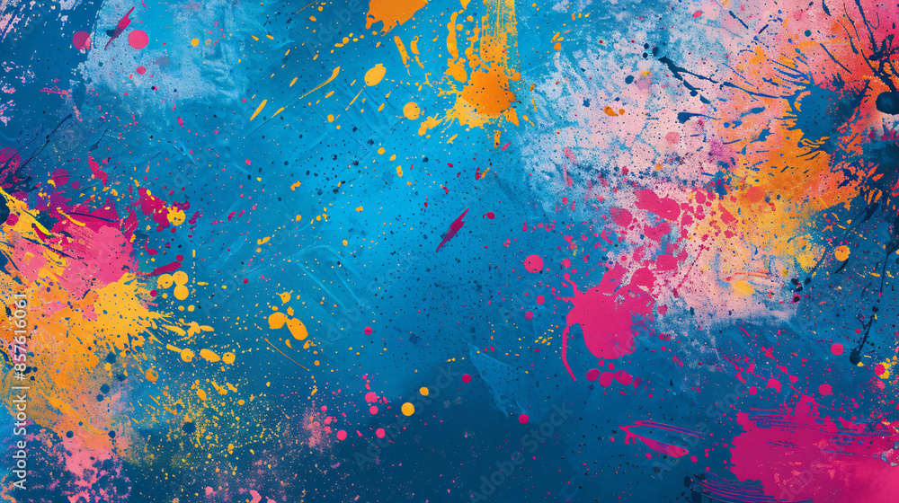 Fototapeta premium Abstract colorful paint splatter background with copy space text for art, design, and creativity.