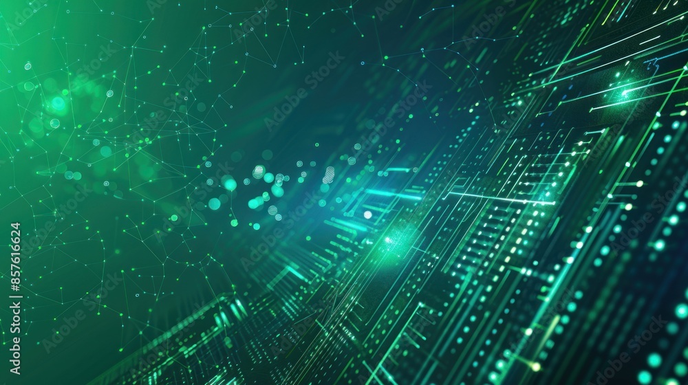 Abstract Digital Circuitry with Green Lines and Glowing Dots Abstract Digital Circuitry with Green Lines and Glowing Dots