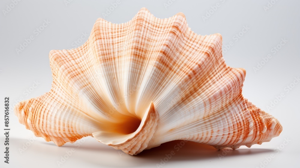 Striped Seashell on a White Background Striped Seashell on a White Background