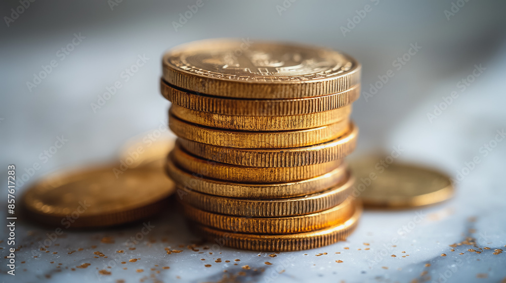 stacks of coins with a gold hue