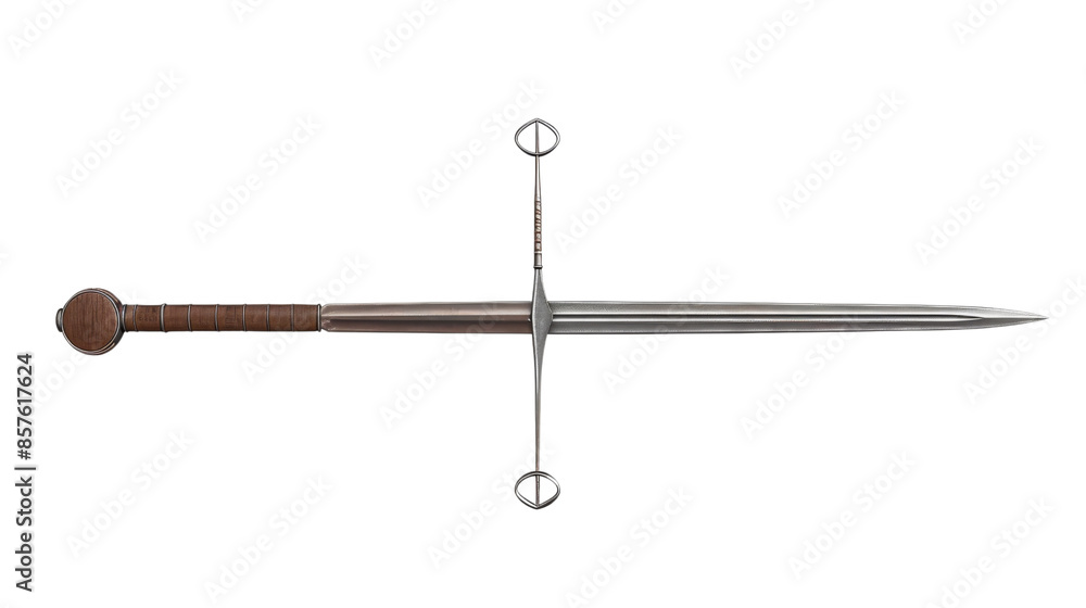 A medieval longsword with intricate details displayed on a white background, showcasing historical craftsmanship and elegance. Isolated on transparent background. A medieval longsword with intricate details displayed on a white background, showcasing historical craftsmanship and elegance. Isolated on transparent background.