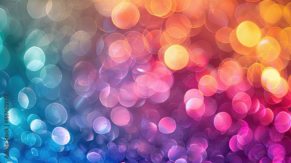 Vibrant rainbow-colored bokeh circles overlapping, creating a dynamic and cheerful backdrop Vibrant rainbow-colored bokeh circles overlapping, creating a dynamic and cheerful backdrop