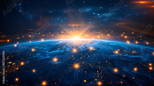 Futuristic Global Connectivity Concept with 3D Earth and Copy Space