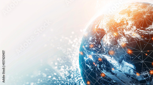 Futuristic Global Connectivity Concept with 3D Earth and Copy Space, High-Tech Network Design