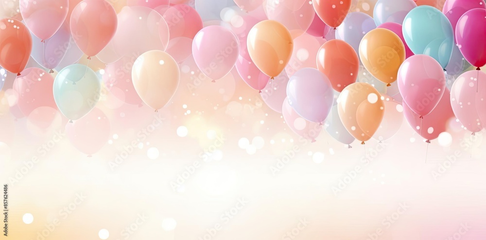 celebration background with a colorful array of balloons, including pink, blue, orange, and yellow, arranged in a row from left to right celebration background with a colorful array of balloons, including pink, blue, orange, and yellow, arranged in a row from left to right