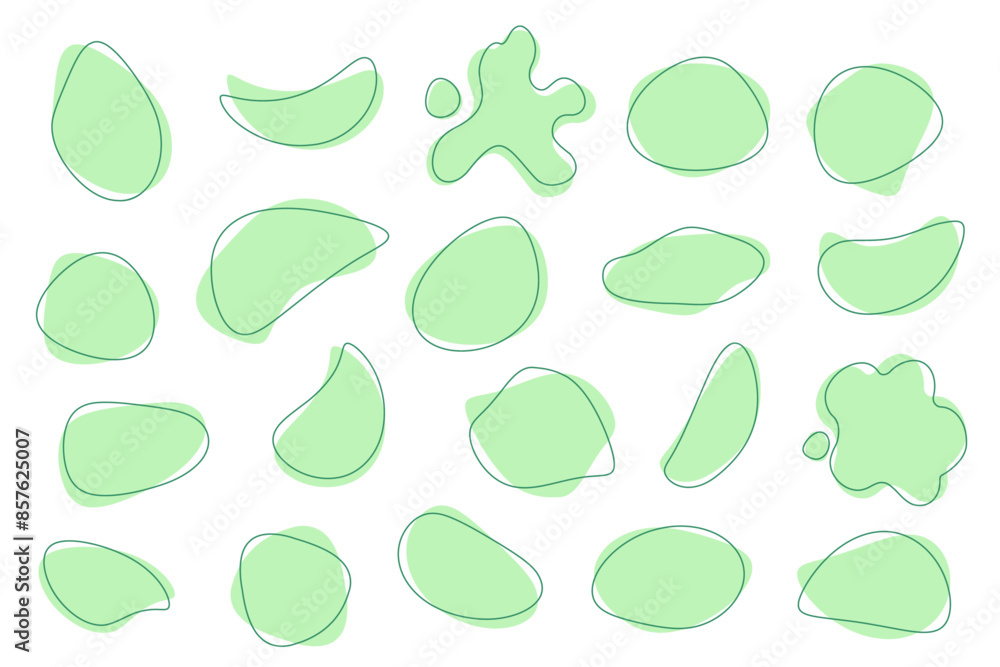 Abstract organic blob shapes vector irregular figures isolated on white background. Liquid basic shapes of round blot form with lines around. Vector element Abstract organic blob shapes vector irregular figures isolated on white background. Liquid basic shapes of round blot form with lines around. Vector element