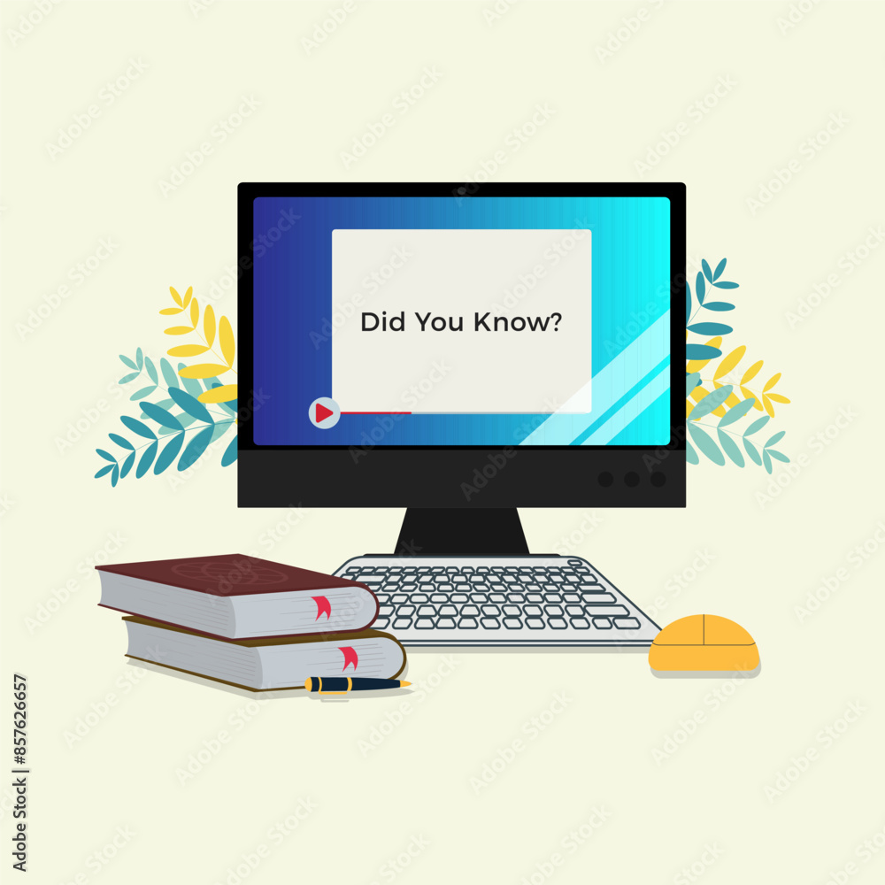 Did you know on screen. Watch information videos concept vector Did you know on screen. Watch information videos concept vector