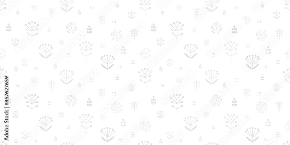 Scandinavian botanical illustration background. Seamless pattern.Vector. 北欧風有機的なイラストパターン Scandinavian botanical illustration background. Seamless pattern.Vector. 北欧風有機的なイラストパターン
