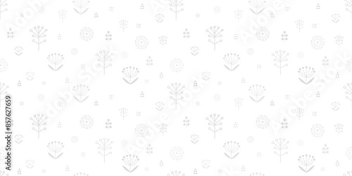 Scandinavian botanical illustration background. Seamless pattern.Vector. 北欧風有機的なイラストパターン