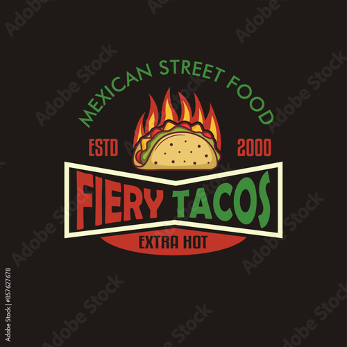 hot tacos logo vintage retro logo vector illustration mexican street food