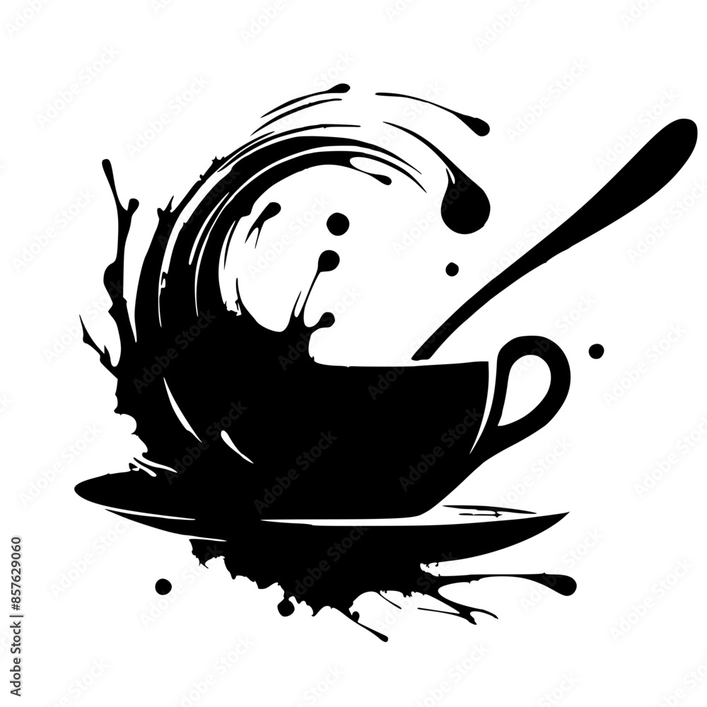 Silhouette of a splash of a cup of coffee Silhouette of a splash of a cup of coffee